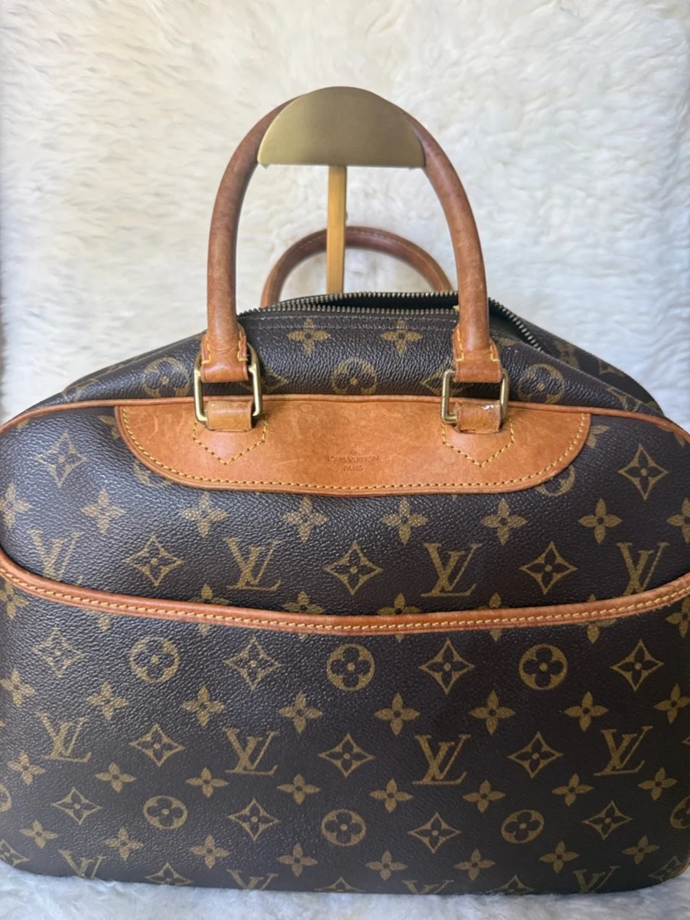 Louis Vuitton Monogram Deauville Top-Handle Satchel in Brown and Tan